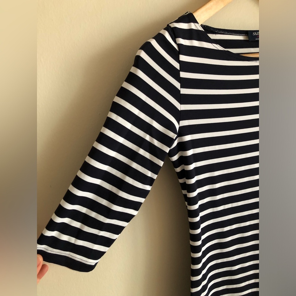 Saint James Propriano Nautical Stripe Stretch Boatneck Midi Dress Anti UV Size 2 - Picture 5 of 11
